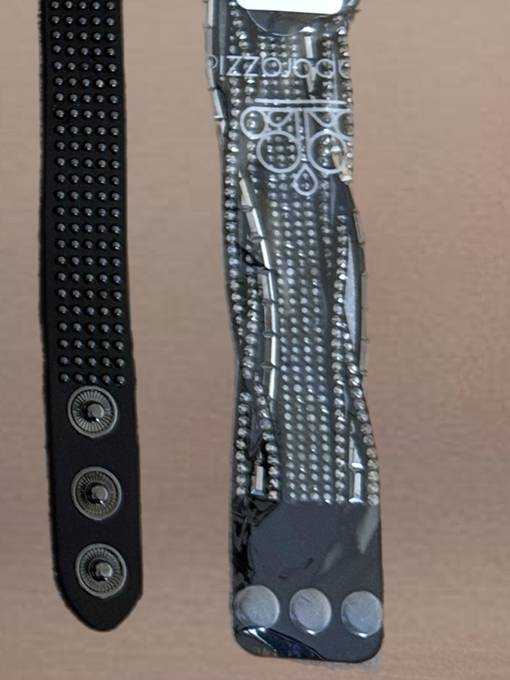 Black Rhinestone, Stud Leather Wrap Bracelets - 6 - Picture 7 of 8
